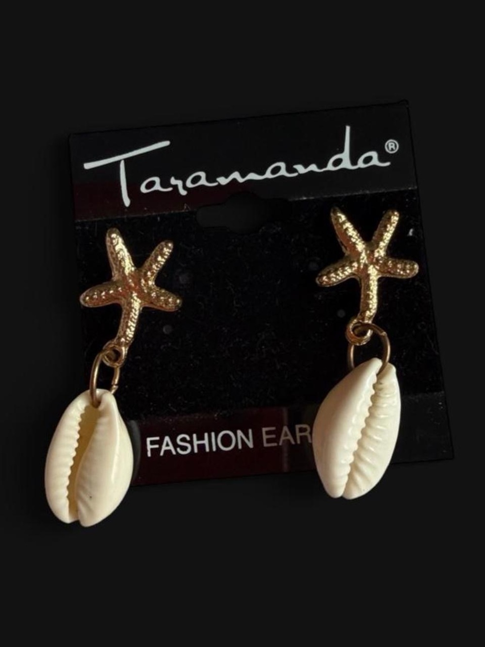 Gold Starfish & shell Drop Earrings